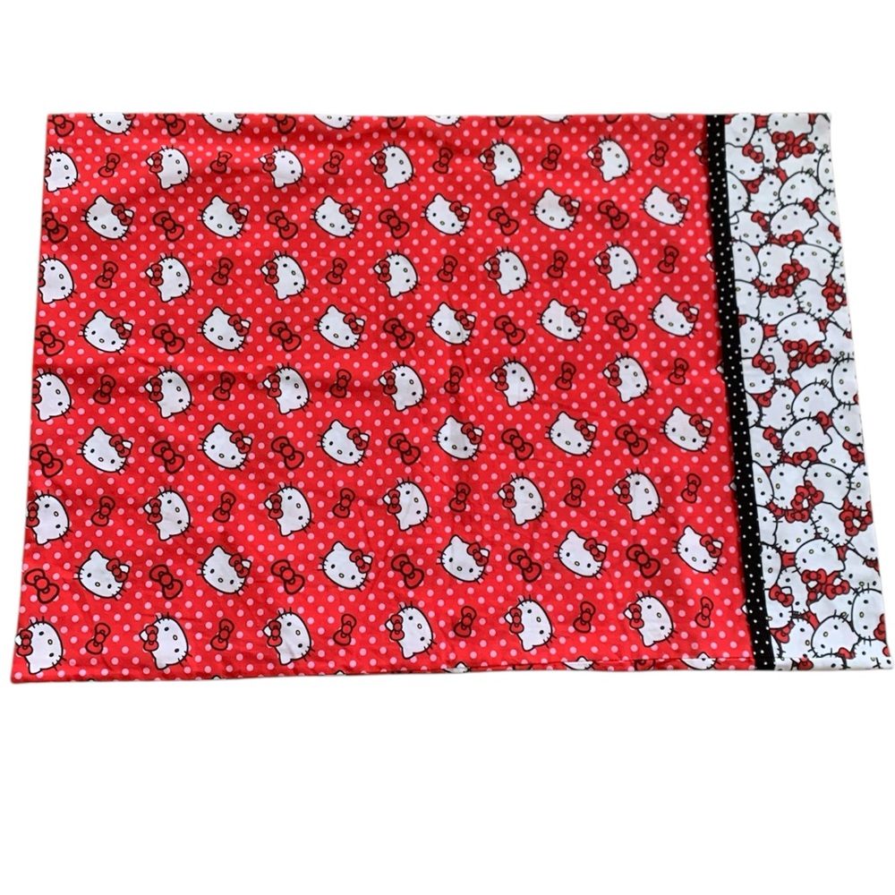 Handmade Hello Kitty Cotton Pillowcase - Red Polka Dot Standard Bedding like new